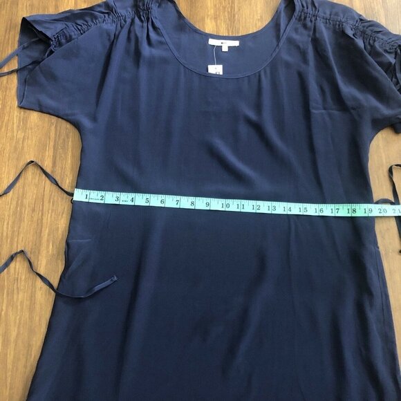 LAmade navy Silk ruched belt Shift Dress Medium NWT - Picture 4 of 16
